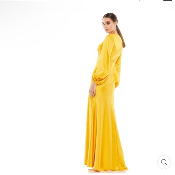 Elegant Yellow Satin Dress - Picture 10 of 11
